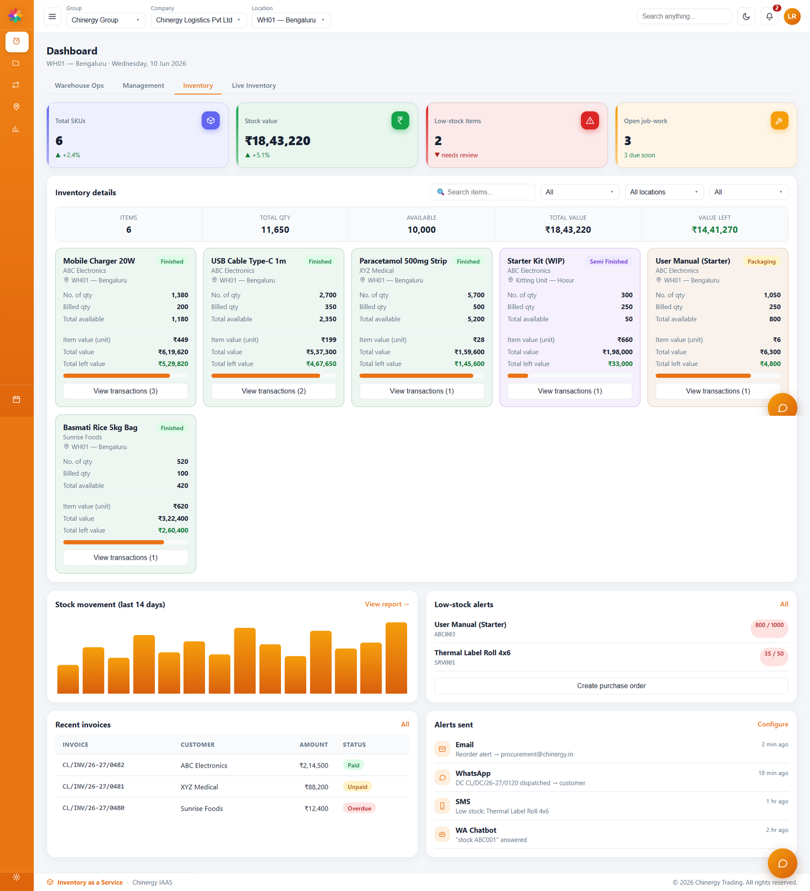 IaaS main dashboard