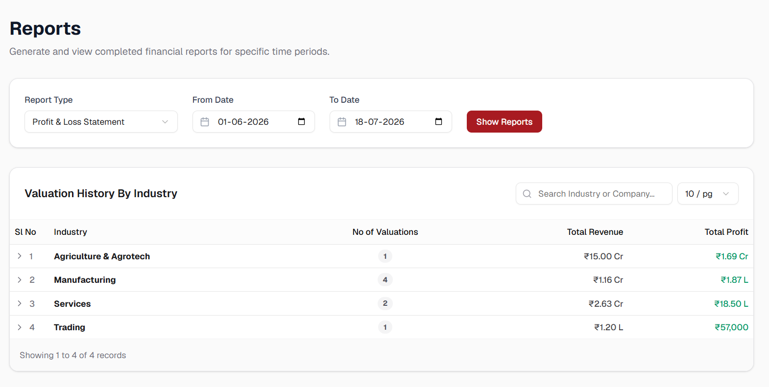 MyValue report preview